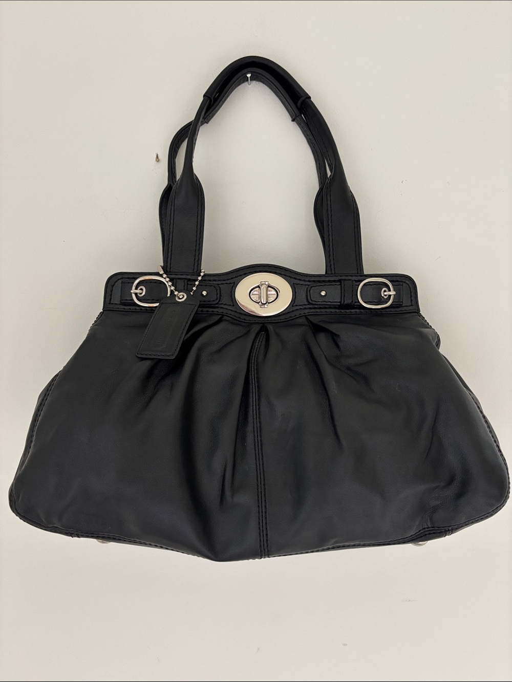 Vintage Cocah Pleated Leather Turnlock satchel